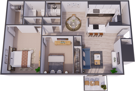 2A - Two Bedroom / One Bath - 940 Sq. Ft.*